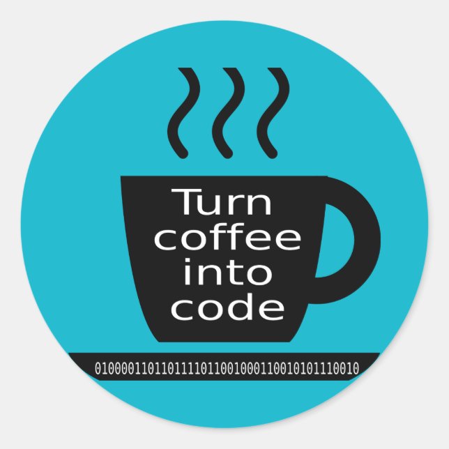 Cool Programmer Geek Coffee Addiction Classic Round Sticker (Front)