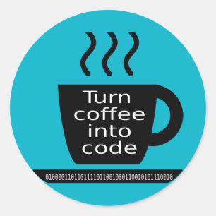 Cool Programmer Geek Coffee Addiction Classic Round Sticker