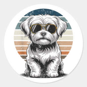 Cool proud maltese men women vintage dog lovers classic round sticker
