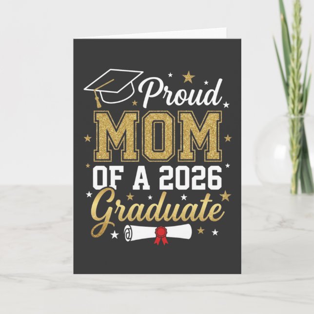 Cool Proud Mum Class of 2026, Graduation Gift Card (Front)