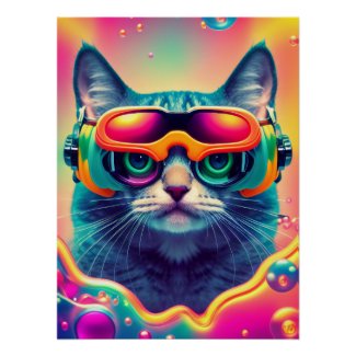 Cool Psychedelic Psychonaut Kitty Cat