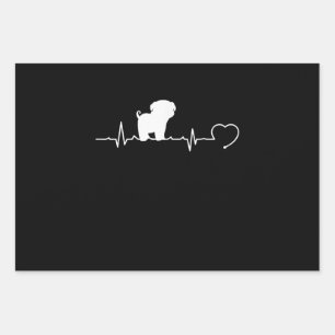 Cool Pug Dog Breed Heartbeat Puppy Wrapping Paper Sheet