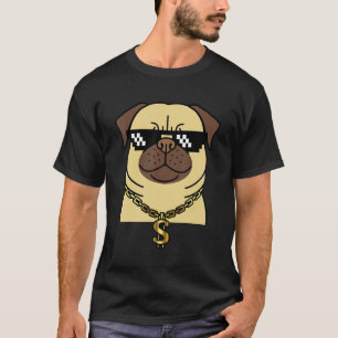 Cool pug rapper dog with blings Hip hop bling pug T-Shirt