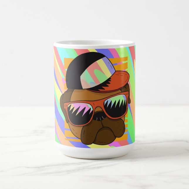 Cool Pug Sunglasses Head Design Coffee Mug (Center)