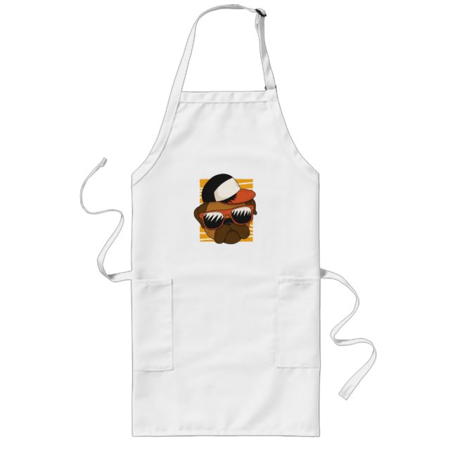 Cool Pug Sunglasses Head Design Long Apron (Front)