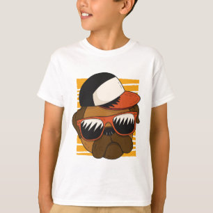 Cool Pug Sunglasses Head Design T-Shirt