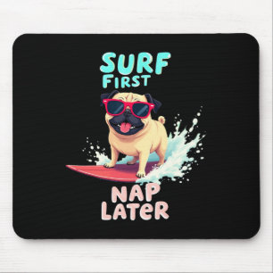 Cool Pug Surfing Dog Mouse Mat