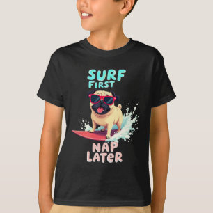 Cool Pug Surfing Dog  T-Shirt