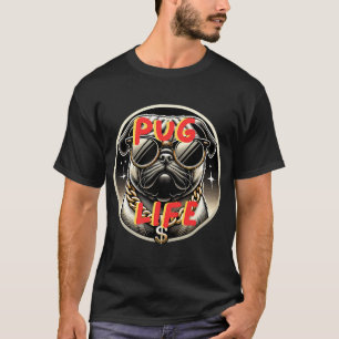 Cool Pug Wearing Sunglasses and Gold Chain T-Shirt