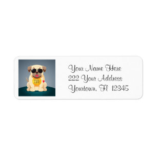 Cool Pug with Sunglasses Dog Address Labels
