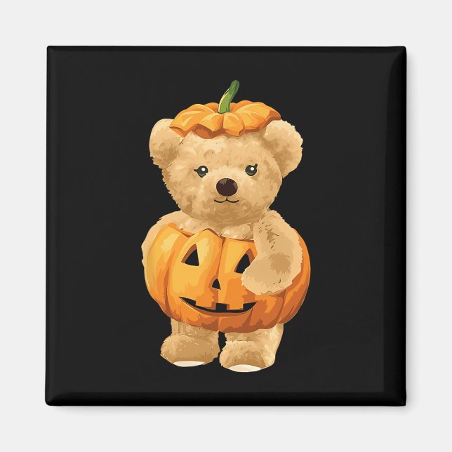 Cool Pumpkin And Bear For Halloween  Magnet (Front)