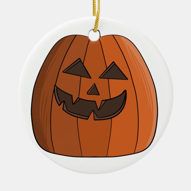 Cool Pumpkin Ceramic Tree Decoration (Front)