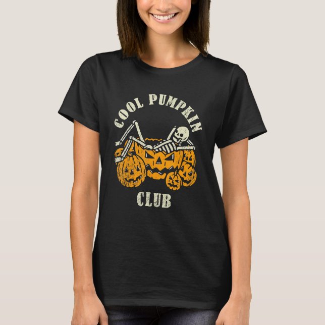 Cool Pumpkin Club  Halloween  Retro Pumpkin Face T-Shirt (Front)