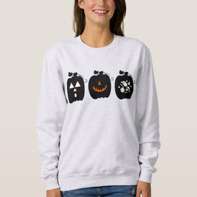Cool Pumpkin Design Retro Halloween Sweatshirt (Front)