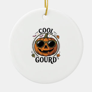 Cool Pumpkin Shirt Vintage Engraved Halloween Sung Ceramic Tree Decoration