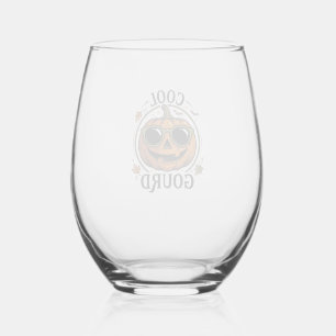 Cool Pumpkin Shirt Vintage Engraved Halloween Sung Stemless Wine Glass
