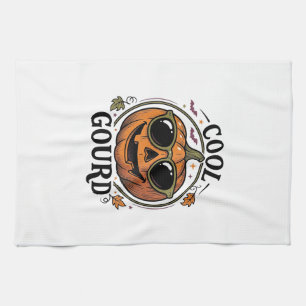 Cool Pumpkin Shirt Vintage Engraved Halloween Sung Tea Towel