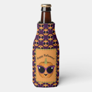 Cool Pumpkin Wearing Retro Cat Sunglasses Pattern Bottle Cooler