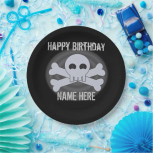Cool Punk Custom Happy Birthday Skull  Paper Plate