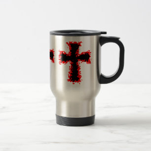 Cool punk goth wild red and black cross mug