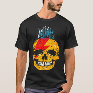 Cool Punk Rock Colourful Skull With Mohawk Skeleto T-Shirt