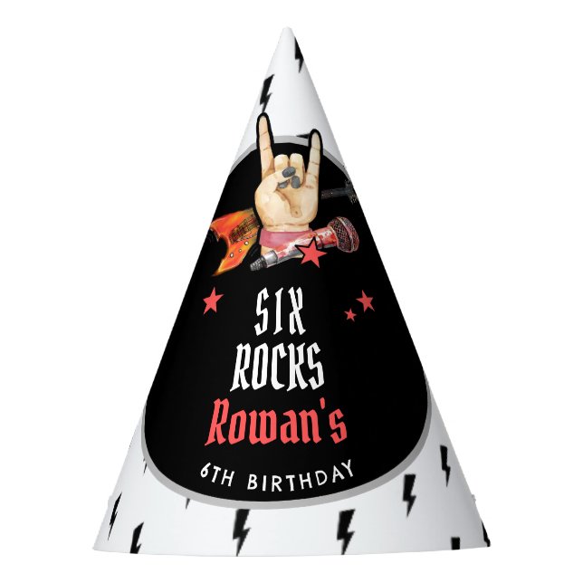 Cool Punk Rockstar Any Age Birthday Party Hat (Front)