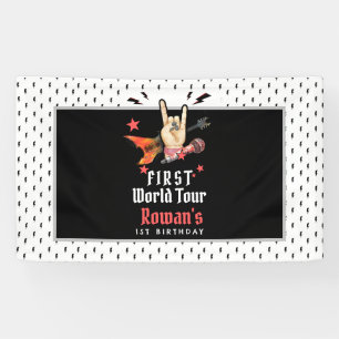 Cool Punk Rockstar First Birthday  Banner