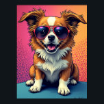 Cool Pup Vibes – Dog in Aviator Sunglasses Pop Art Poster<br><div class="desc">Introducing the "Cool Pup Vibes" collection, a celebration of pop culture and playful pet personality. This isn't just a simple picture of a dog; it's a vibrant, pop-art-inspired statement piece capturing the essence of "too cool for school." Our star, a confident and stylish pup, radiates a fun and mischievous energy...</div>
