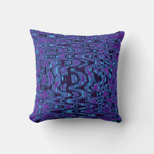 Cool Purple and Blue Abstract Tie Dye Retro Waves Cushion