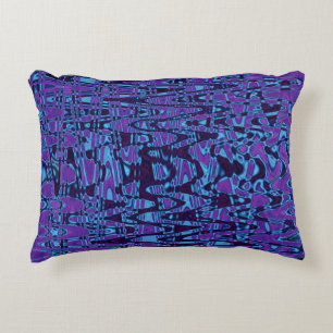 Cool Purple and Blue Abstract Tie Dye Retro Waves Decorative Cushion