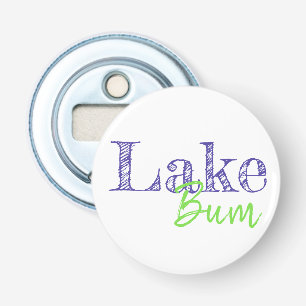 cool purple and lime green LAKE BUM typography Bottle Opener
