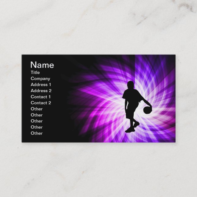 Cool Purple Basketball Business Card (Front)