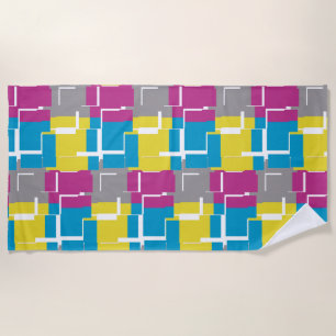 COOL Purple Blue Yellow Grey Pattern  Beach Towel