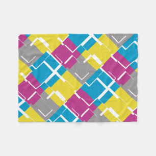 COOL Purple Blue Yellow Grey Pattern Fleece Blanket