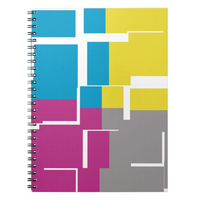 COOL Purple Blue Yellow Grey Pattern Notebook (Front)