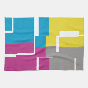 COOL Purple Blue Yellow Grey Pattern Tea Towel