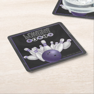Cool Purple Bowling Party Coasters