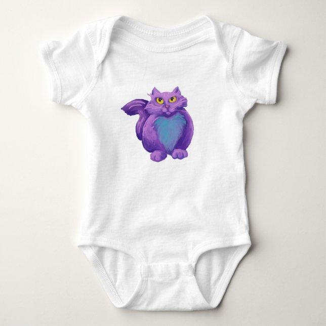  Cool purple cat one-piece Baby Bodysuit (Front)