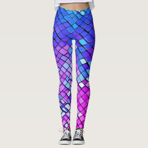 Cool Purple Colourful Mermaid Tail Scales Pattern Leggings