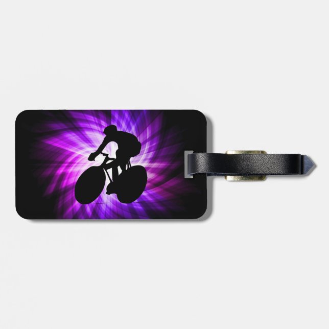 Cool Purple Cycling Luggage Tag (Back Horizontal)