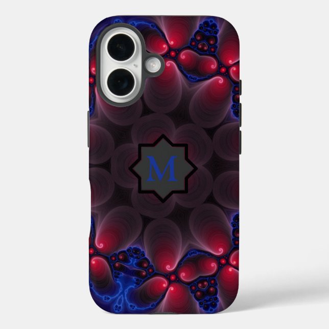Cool Purple Digital Fractal Art Monogram Case-Mate iPhone Case (Back)