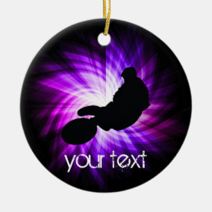 Cool Purple Dirt Bike Ceramic Tree Decoration