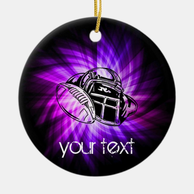 Cool Purple Football Ceramic Tree Decoration (Front)