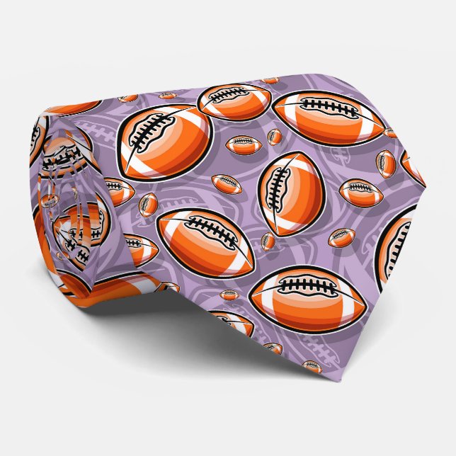 cool purple football sports pattern tie (Rolled)