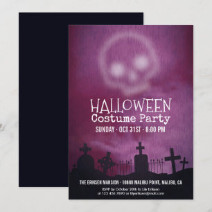 Cool Purple Halloween Costume Party Invitation