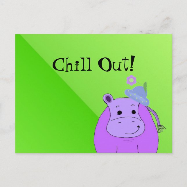 Cool Purple Hippo - Chill Out Postcard (Front)