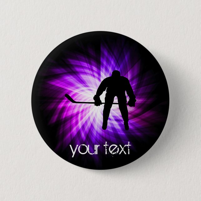 Cool Purple Hockey 6 Cm Round Badge (Front)