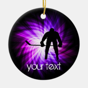 Cool Purple Hockey Ceramic Tree Decoration