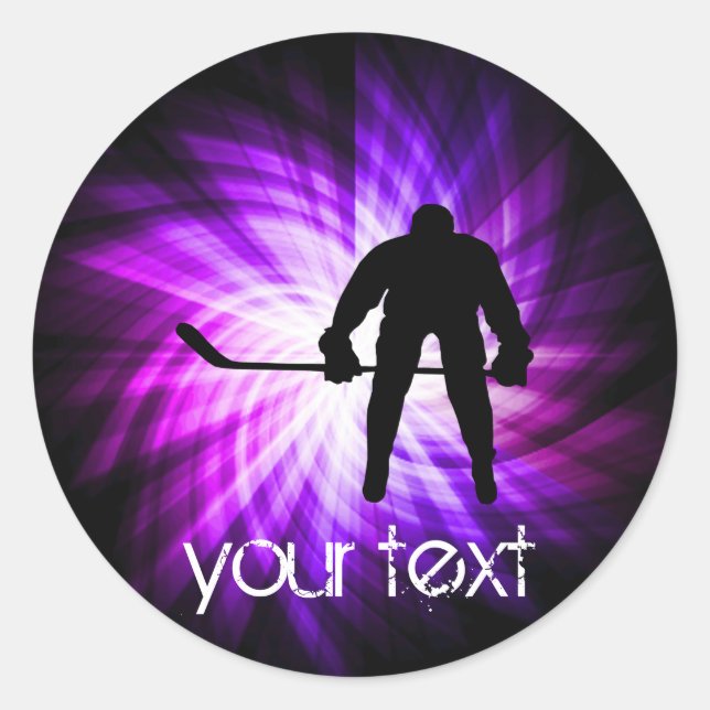 Cool Purple Hockey Classic Round Sticker (Front)
