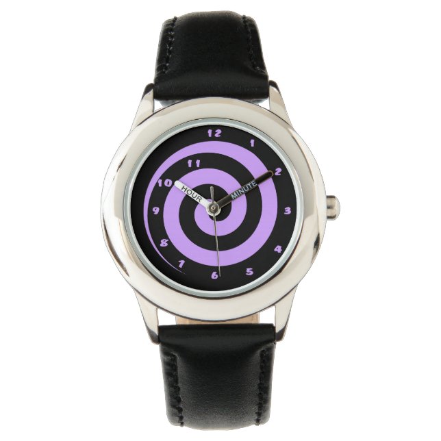 Cool Purple Hypnotic Spiral  Wrist Watch (Front)